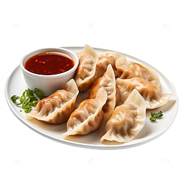 盘子上的蒸饺