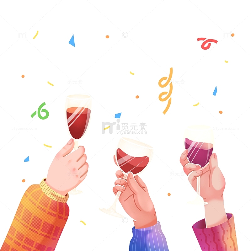 新年跨年庆祝红酒杯元素