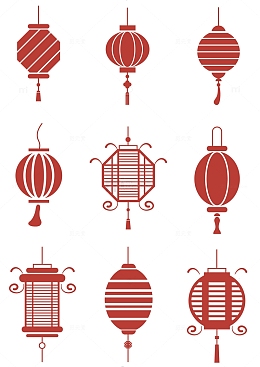 中式复古传统春节灯笼矢量元素