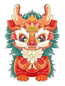 可爱的新年龙卡通形象