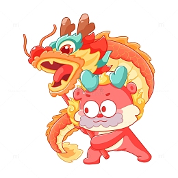 2024龙年舞龙新春龙抬头卡通可爱龙