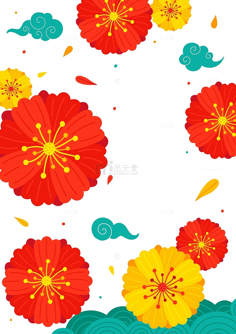 彩色花卉边框装饰元素