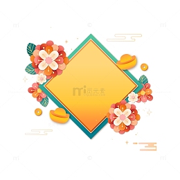 金色方形国潮边框