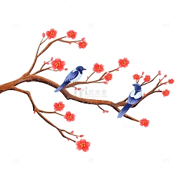 七夕节梅花喜鹊喜上眉梢免抠素材