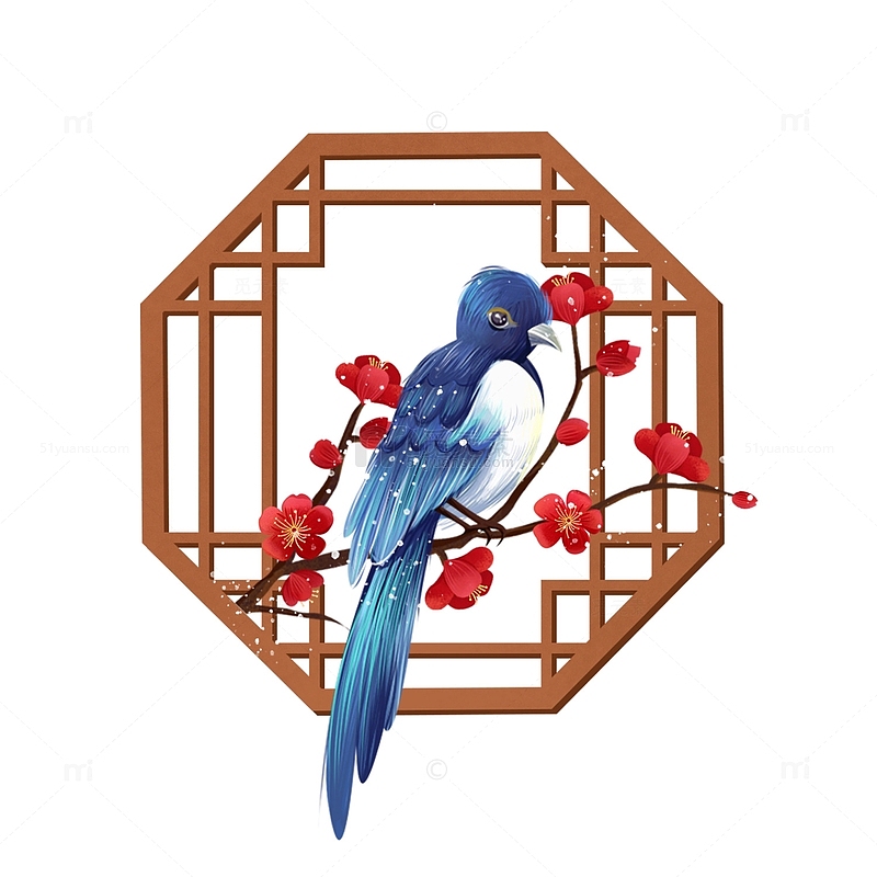 中国风国潮喜鹊和梅花边框