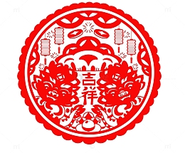 火红的双龙窗花