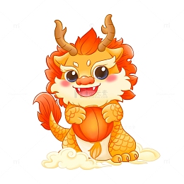 抱着灯笼的卡通中国龙