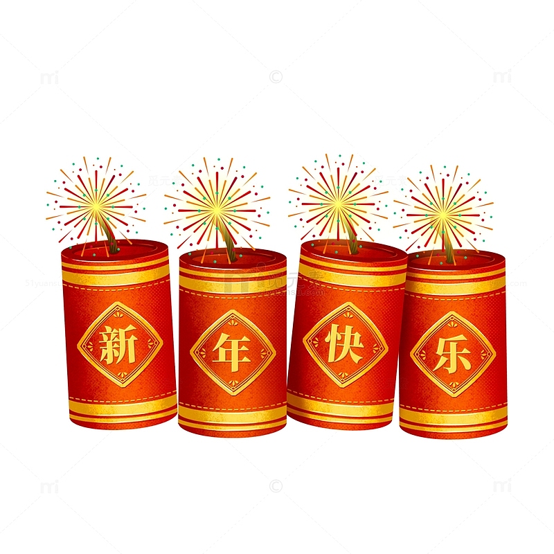 国潮春节新年快乐祝福鞭炮
