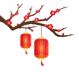 喜庆恭贺新春梅花灯笼装饰元素
