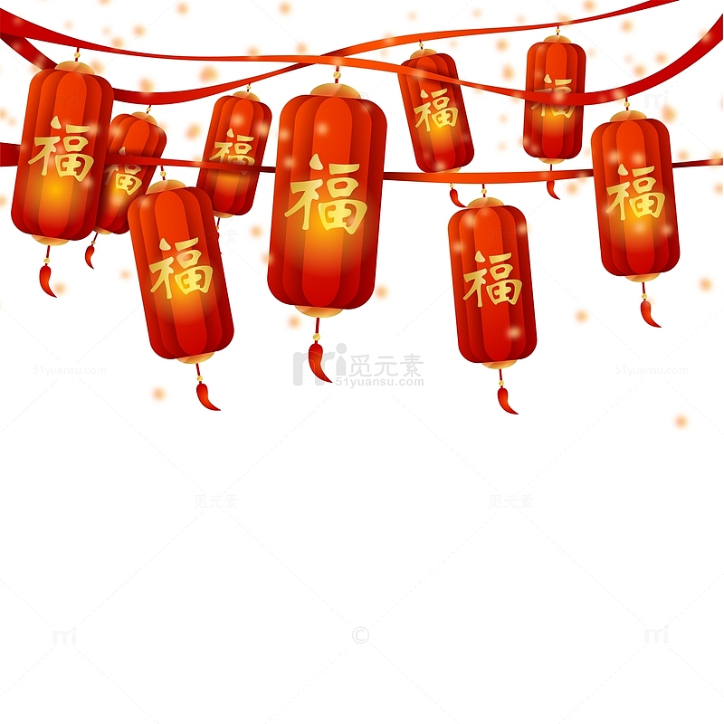 节日春节悬挂灯笼装饰红色喜庆