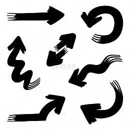 黑色手绘装饰箭头