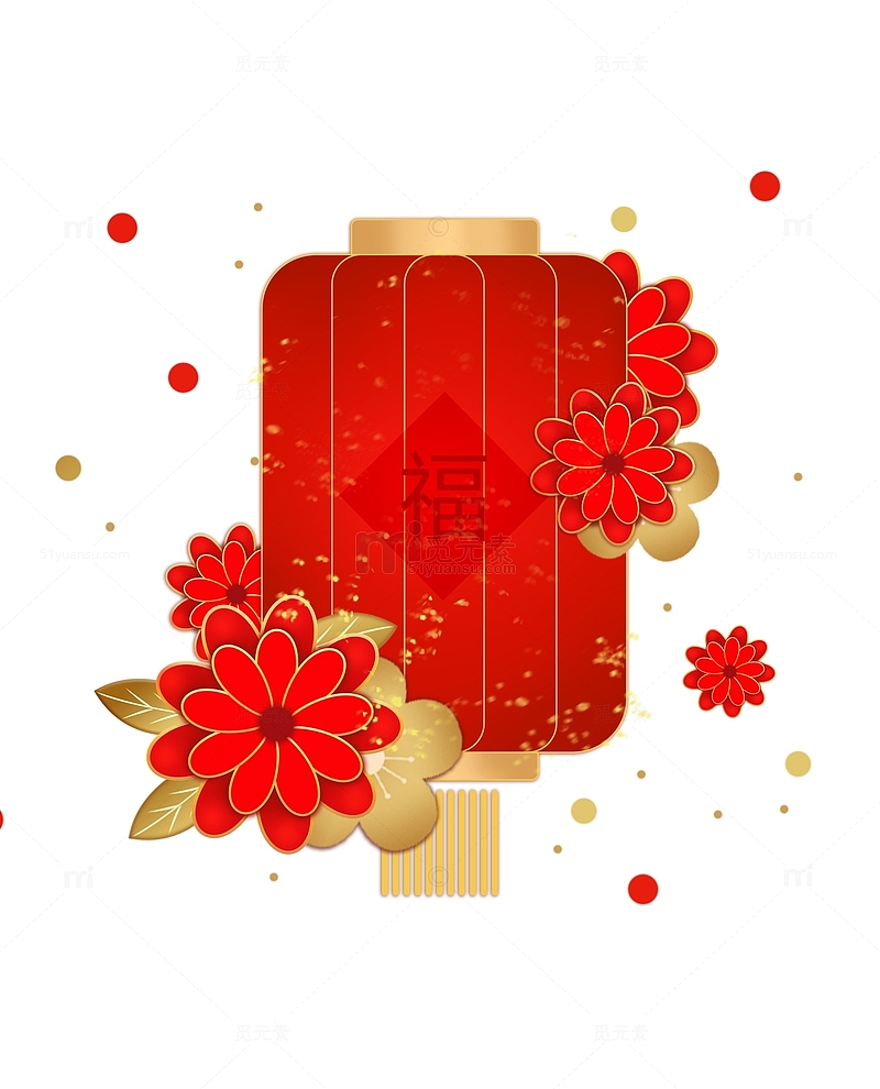 元旦春节新年立体窗花红灯笼海报装饰
