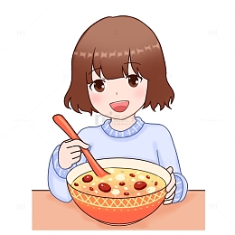喇叭粥元素吃美食人物