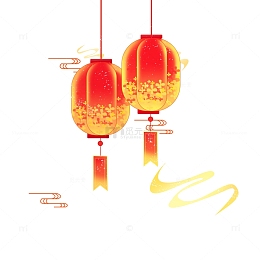 红色中国风国潮春节元宵灯笼免抠元素