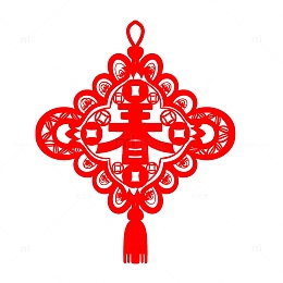 春节传统节日中国结剪纸风春字手绘元素
