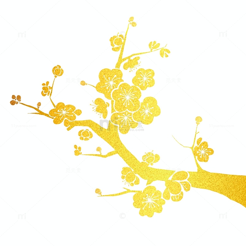 金色质感梅花装饰元素