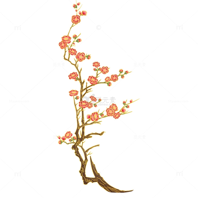 国风手绘梅花树