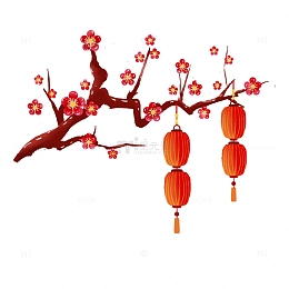 新春梅花灯笼元素