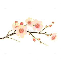 手绘国潮风梅花免扣元素