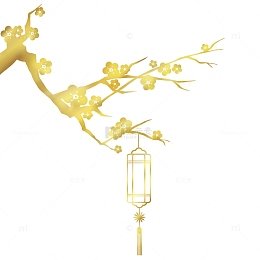 卡通元素金色质感梅花