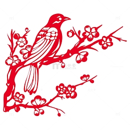 剪纸风梅花和喜鹊