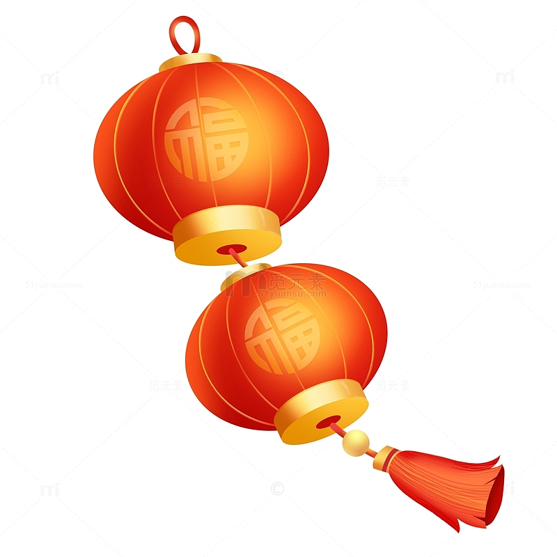 红色喜庆中国风新春红灯笼装饰元素