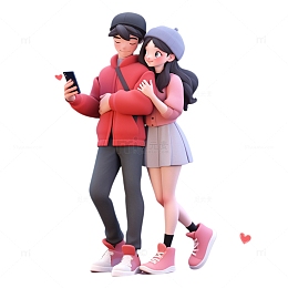 在走路的时尚情侣