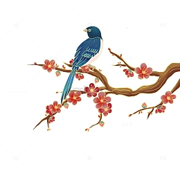 国潮梅花喜鹊