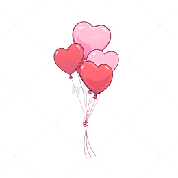 卡通矢量风格爱心气球