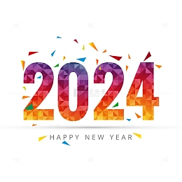 彩色玻璃风格2024艺术字标题