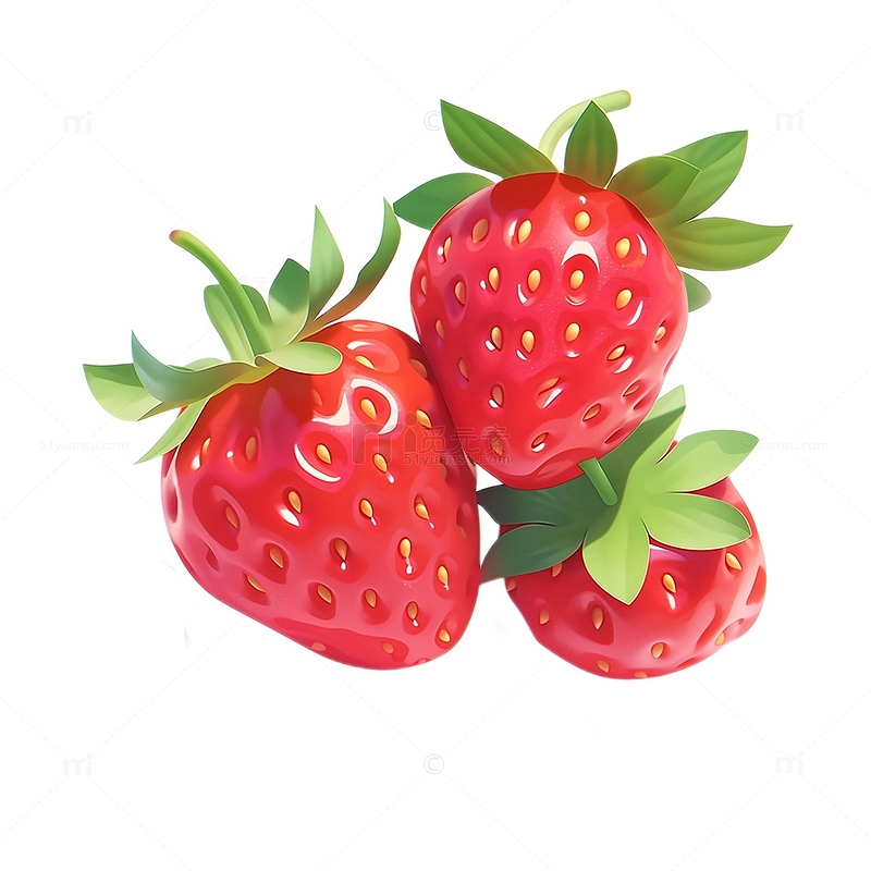 3D风格三颗草莓