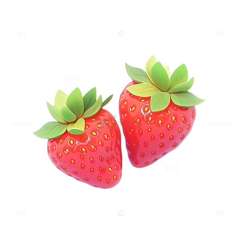 3D风格两颗草莓