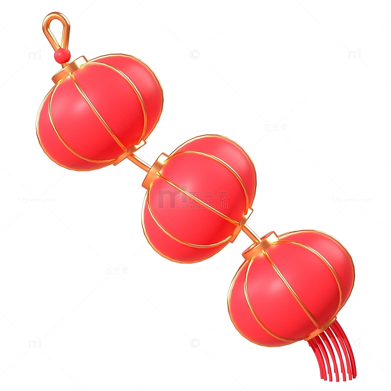 春节大红灯笼装饰C4D立体电商营销元素