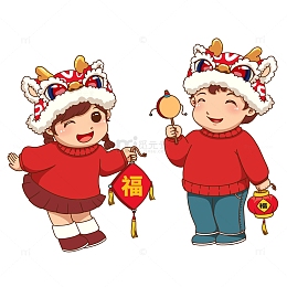 手绘卡通喜庆娃娃