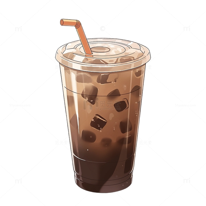 卡通风格冰咖啡饮料