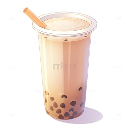 卡通美味的珍珠奶茶