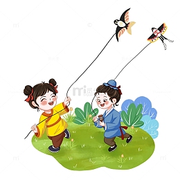 孩子放风筝古风