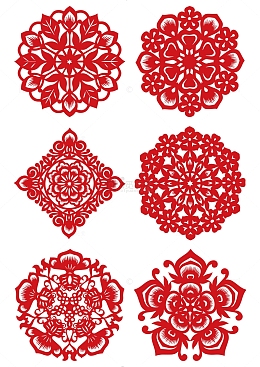 春节新年中国传统红色窗花剪纸