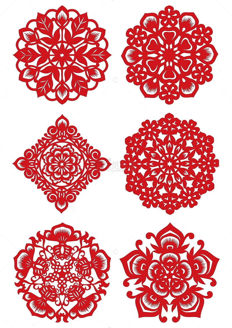 春节新年中国传统红色窗花剪纸