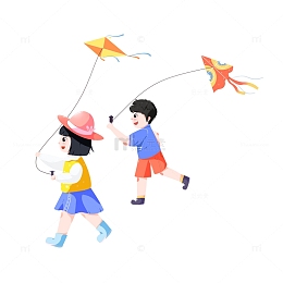 春季玩耍放风筝小孩子