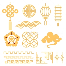 金色扁平祥云边框装饰