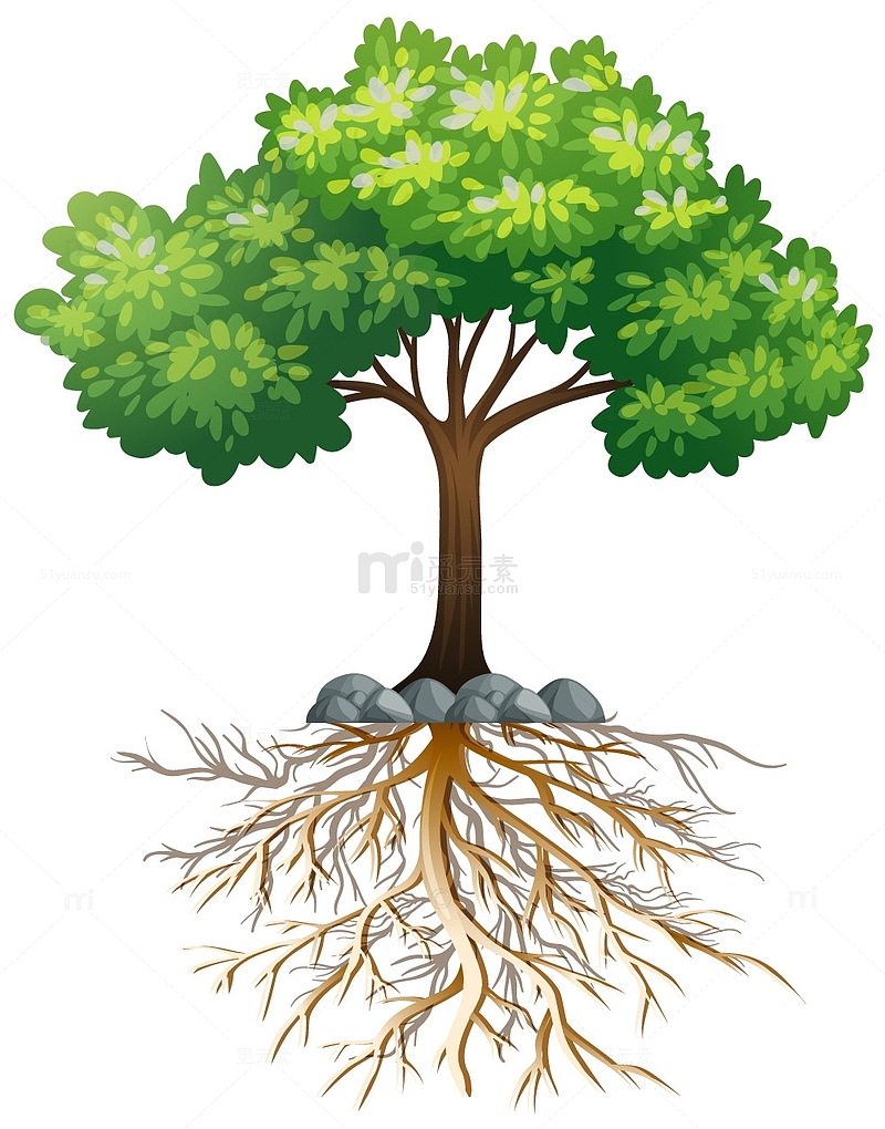 卡通春天植物树木