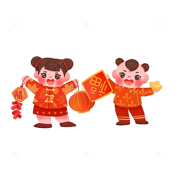 新春童子福娃免抠素材