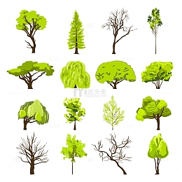 春天绿色手绘植物插画