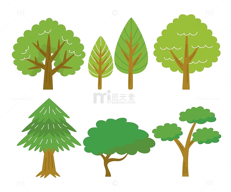 卡通春天绿化植物树木