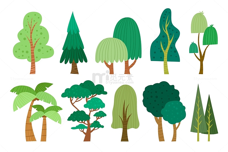 卡通绿化植物树木