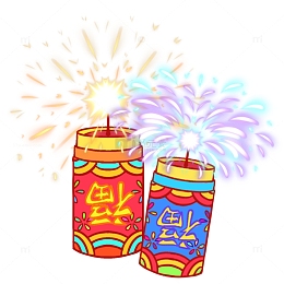 卡通鞭炮礼花免抠素材