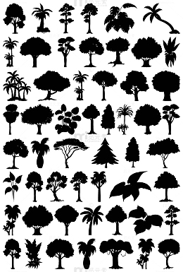 植物大全黑色剪影