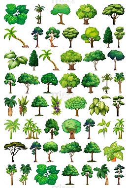 春天卡通树木插画大全