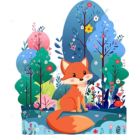 狐狸小插画元素